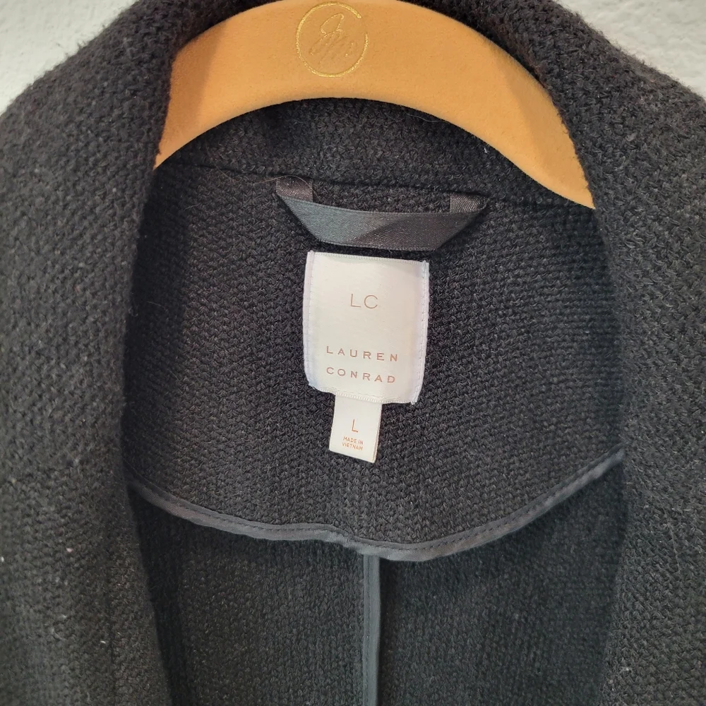 Lauren Conrad Black Open Collared Cardigan Sweater Women's‎ L